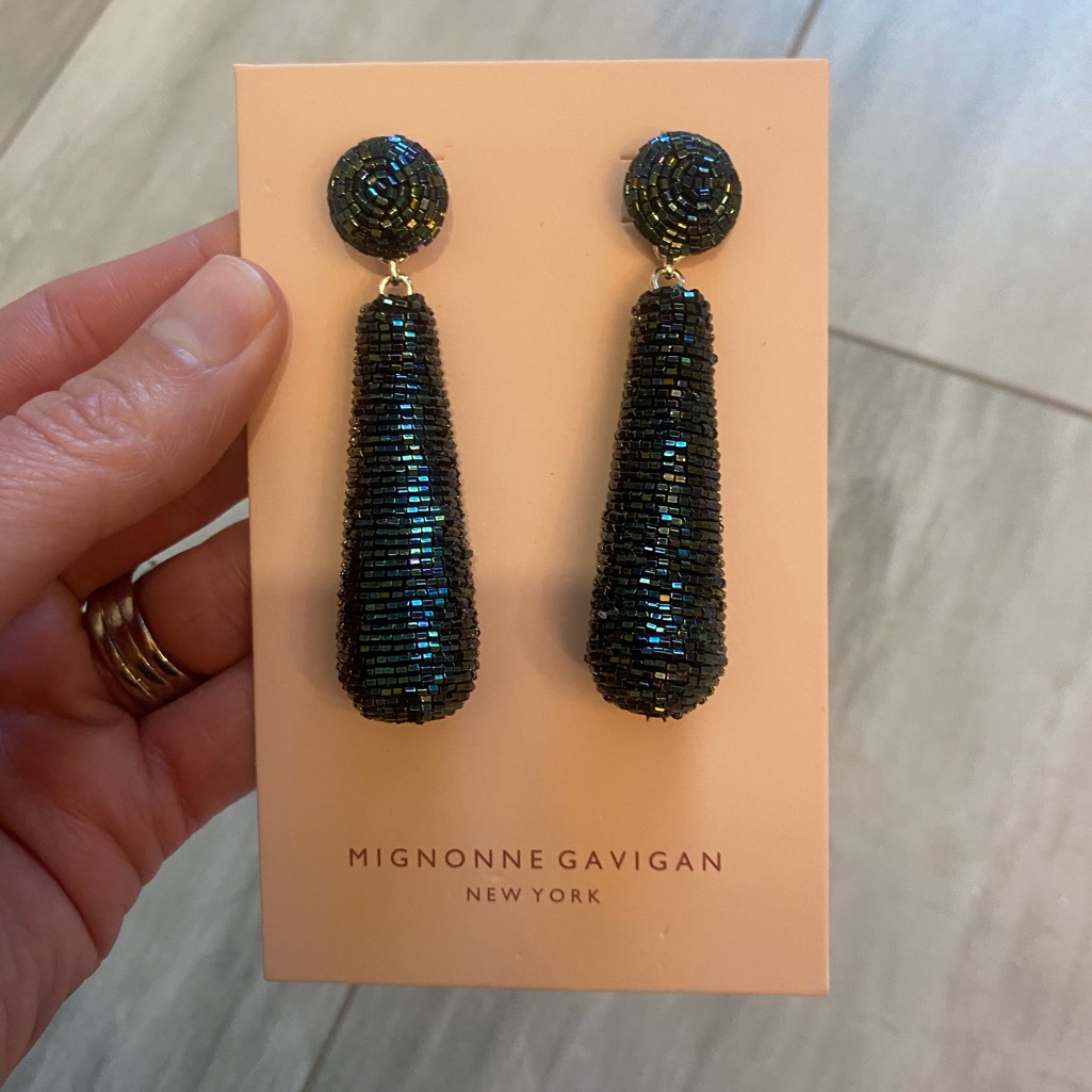 Nwt Elegant Mignonne Gavigan Oil Slick Drop Beaded Pierced Earrings, One Size